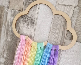 Pastel Rainbow Woolly Cloud Nursery Decoration - Plain Cloud