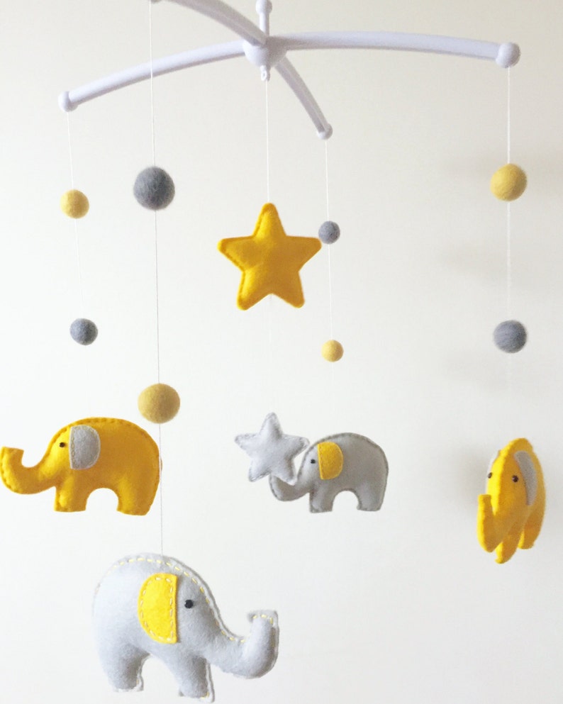 Elephant & Stars Musical Cot Mobile Baby Mobile Stars Etsy