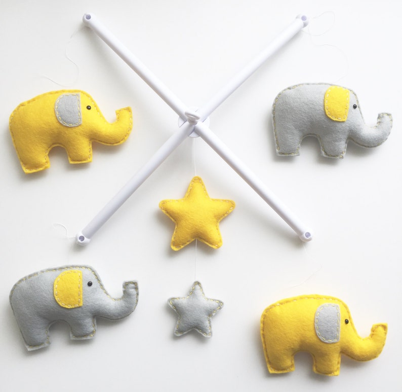 Elephant & Stars Musical Cot Mobile Baby Mobile Stars Etsy