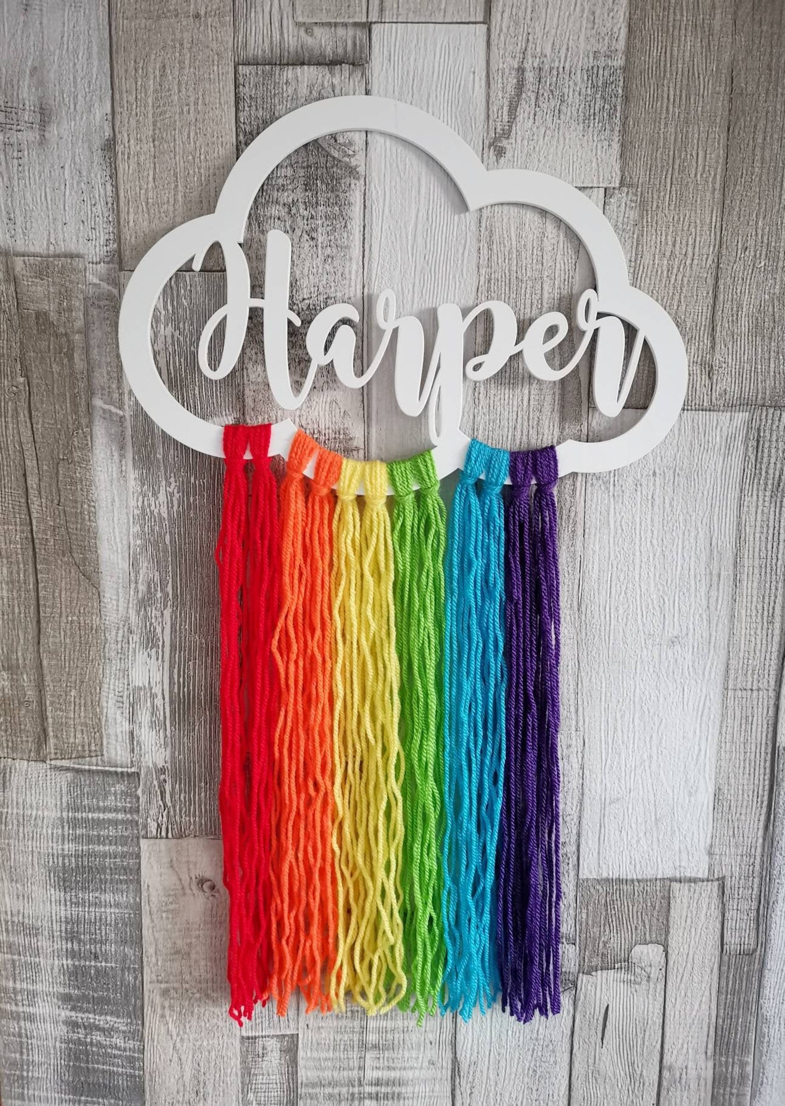 Personalised Rainbow Wooden Cloud Cloud Wall Hanger Cloud Etsy