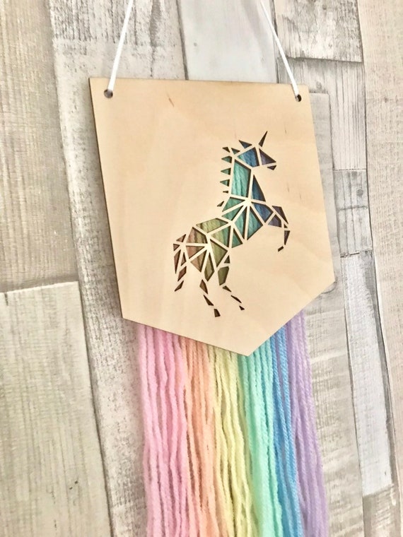 Geometric Unicorn Wall Hanger Unicorn Decor Scandi Style Decor Pastel Decor Unicorns Unicorn Theme Girls Bedroom Girls Room Rainbow Baby