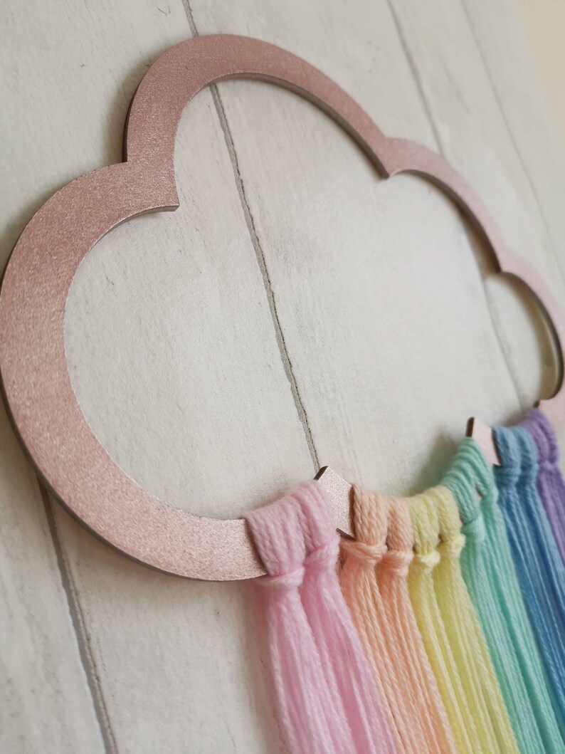 Wooden Rainbow Cloud Nursery Decor Pastel Rainbow Pastel