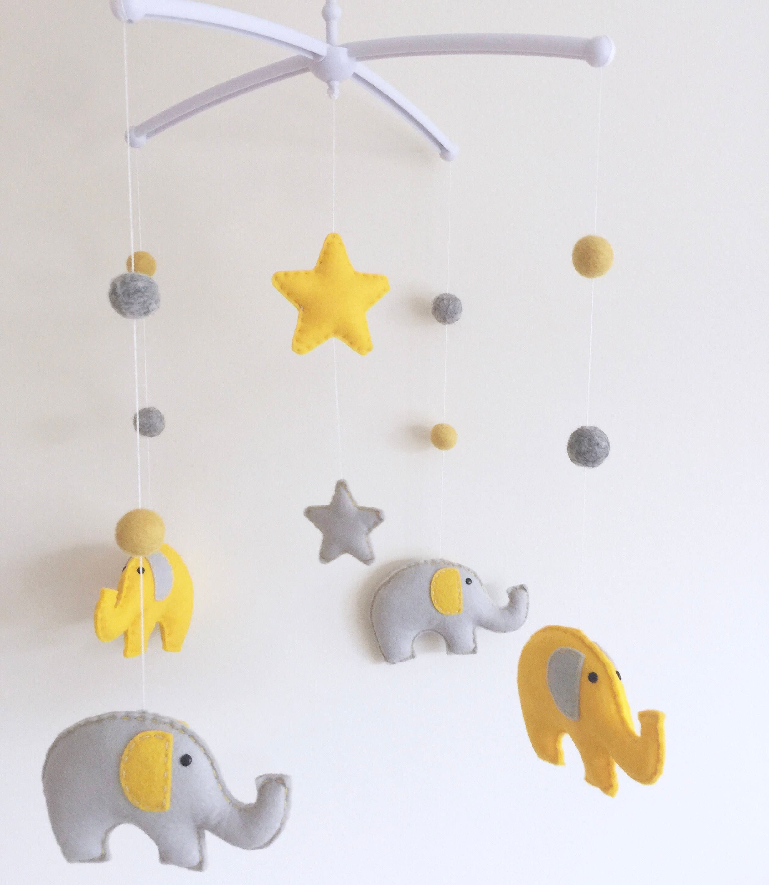 Elephant & Stars Musical Cot Mobile Baby Mobile Stars Etsy