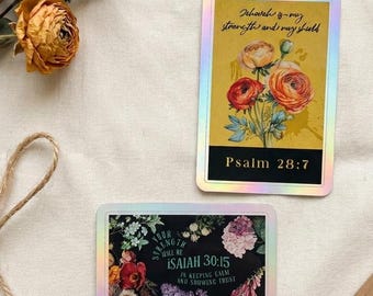 JW Floral scriptures Stickers, holographic Vinyl Decals (Set of 6)