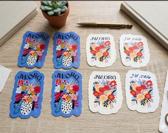 JW.ORG Floral Stickers, Water-Resistant Vinyl Decals (Set of 8)