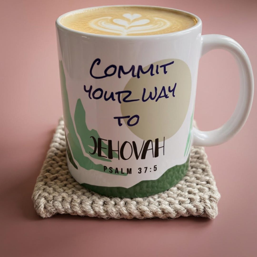 Scripture Tea Cups Encouraging Scripture Mug | JW Ceramic Coffee Cup, Psalm 37:5 - Etsy