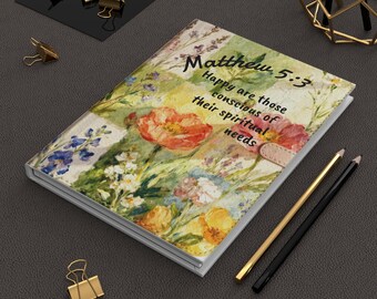 Floral Matthew 5:3 Bible Study Journal | Vintage Hardcover Notebook, JW Pioneer Gift