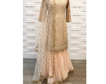 Indio Punjabi salwar traje lehenga diseñador palazzo sharara traje indio salwar kameez fiesta usar vestido indio