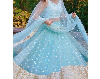 sky blue ghagra