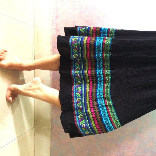 B Cute midi black skirt ~ Indian bollywood~Knee length skirt ~ boho fashion evening skirts ~ thanksgiving outfits