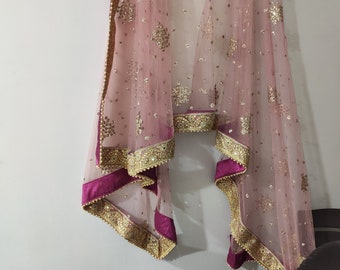 Bridal dupatta for Indian dress net beaded border dupatta