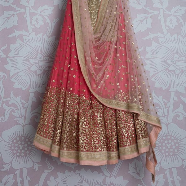 Indian Lehenga choli sequin embroidered Skirt Indian Wedding Party wear Designer chaniya choli. Ethnic clothes Made to Measure