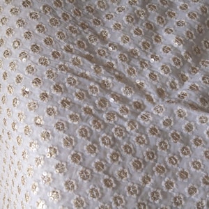 Dyeable Georgette Fabric | Gold Sequins Embroidered Designer Fabric