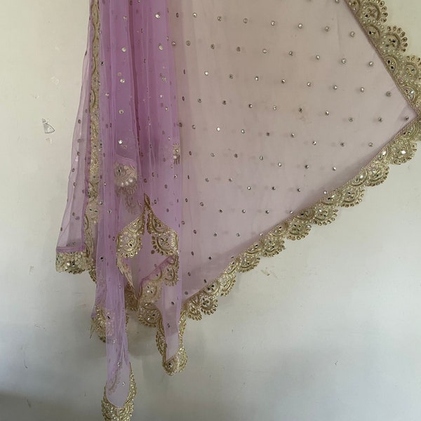 Mariage indien Dupatta longue écharpe brodée en filet Robe punjabi dupattas avec broderie zari pour étole chunni lehenga festival