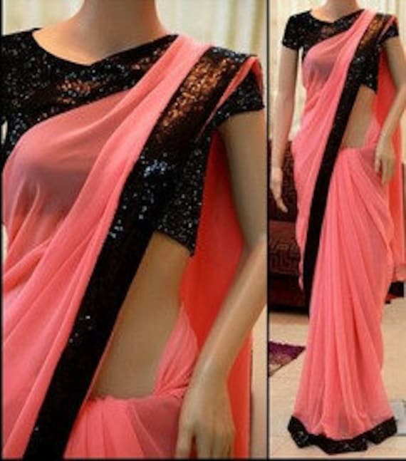 Awesome Pink Color Occasion Wear Georgette Embroidered Work Saree Blouse,  Plain Georgette Sarees, Half Georgette Saree, Wholesale Georgette Sarees,  जोर्जेट साड़ी - Skyblue Fashion, Surat | ID: 26139254933