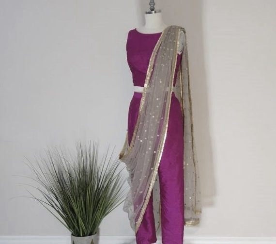Made to Measure Indian Dress. Bollywood Designer Crop Top Pant
