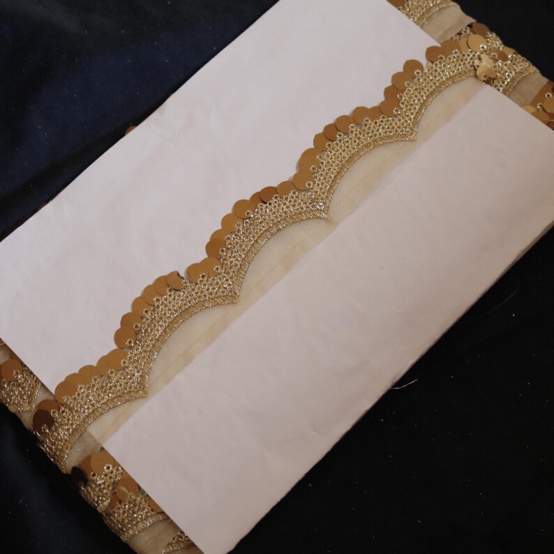 Gold Sequin Saree Border, Trims for Scrap Book, Edge Border for Sewing ...