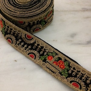 8 yards Wholesale Black Decorative Trims Indian Laces Sari Border Black floral border