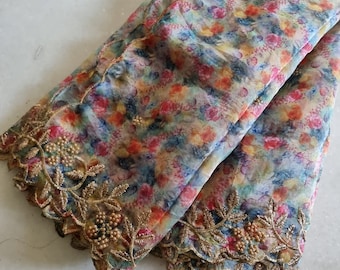 Floral organza sheer Indian dupatta