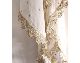 Sheer dupatta Indian Wedding Dupatta long Sheer georgette embroidered scarf Punjabi dress dupattas for festival chunni lehenga stole