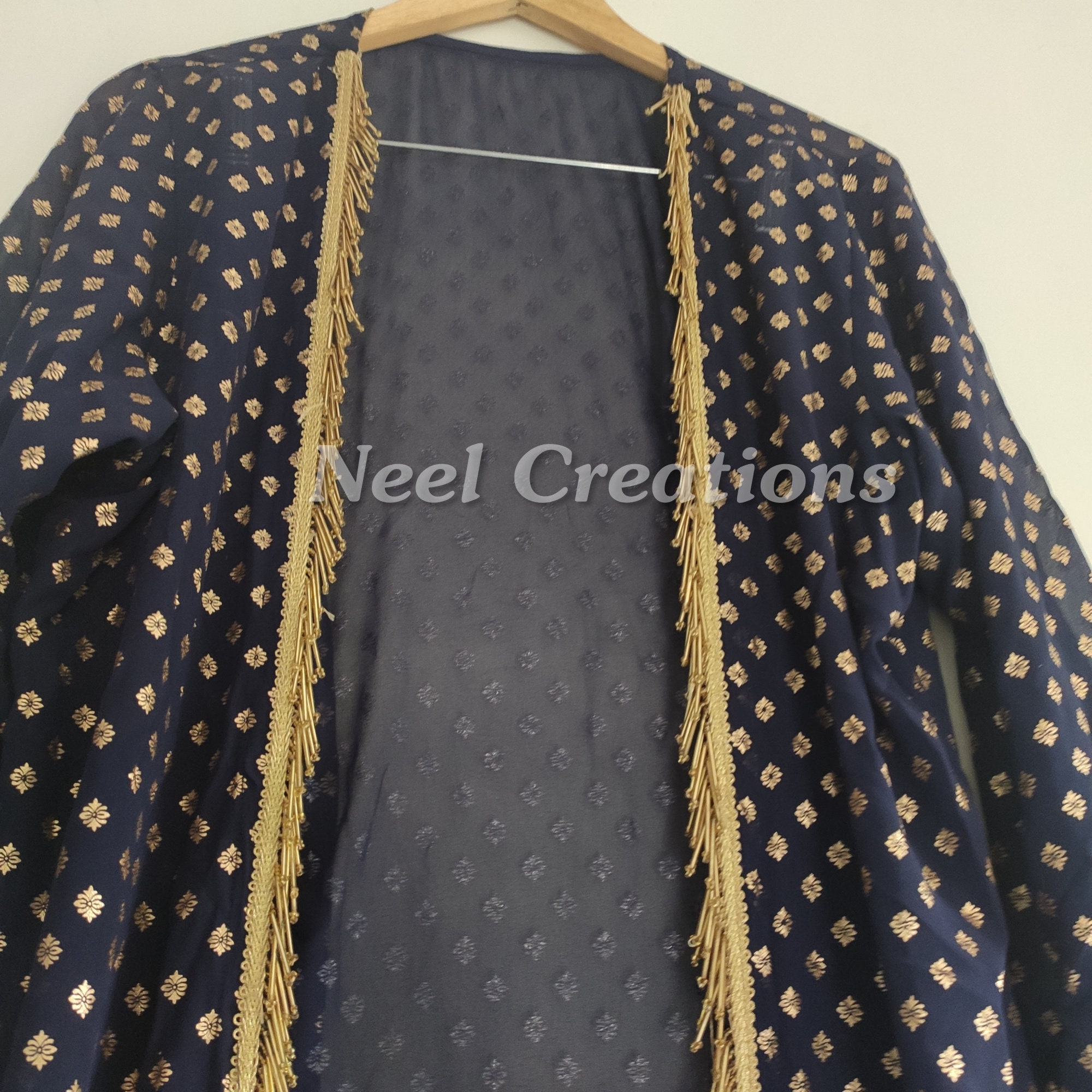 dark blue duster coat