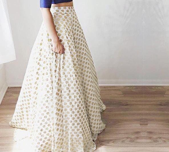* Best Seller - Gold Print Maxi Skirt - The Indian Connection