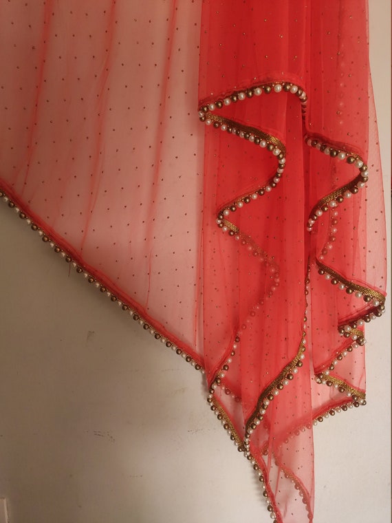 Net Dupatta With Golden Beaded Border Indian Dupatta Etsy