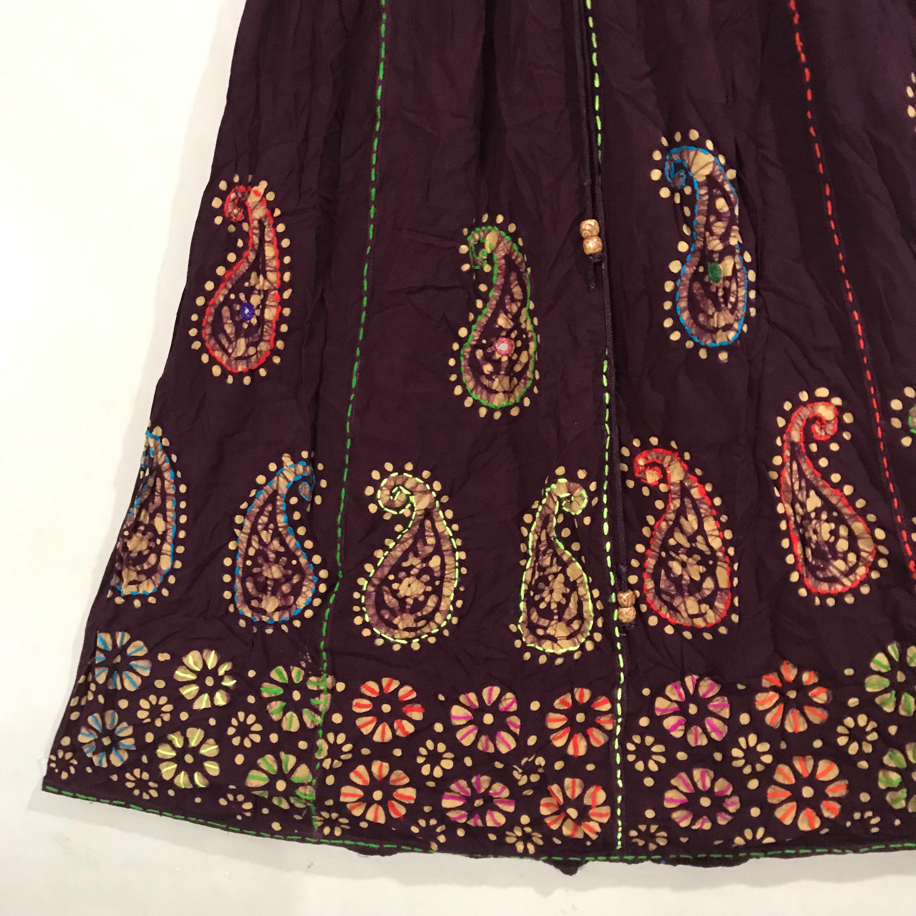 Indian Skirt With Print and Thread Embroidery. - Etsy