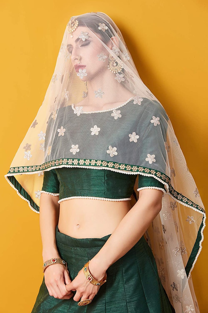 Bottle Green Lehenga choli dupatta, Indian lehenga for bridesmaid wedding party designer wear made to fit image 2