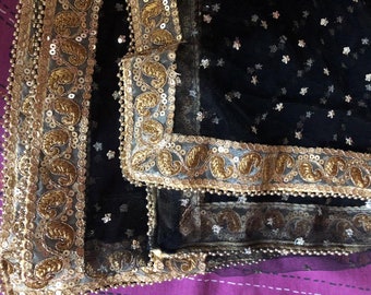 Black dupatta | Indian Bridal dupatta | Net dupatta for women