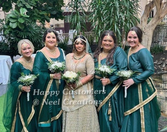 Bridesmaid dress Bottle green top skirt and dupatta custom size plus size also available.