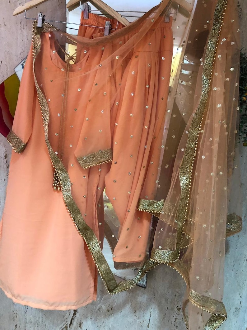 Indian Punjabi suit Designer suit Indian salwar kameez party wear Indian dress image 4