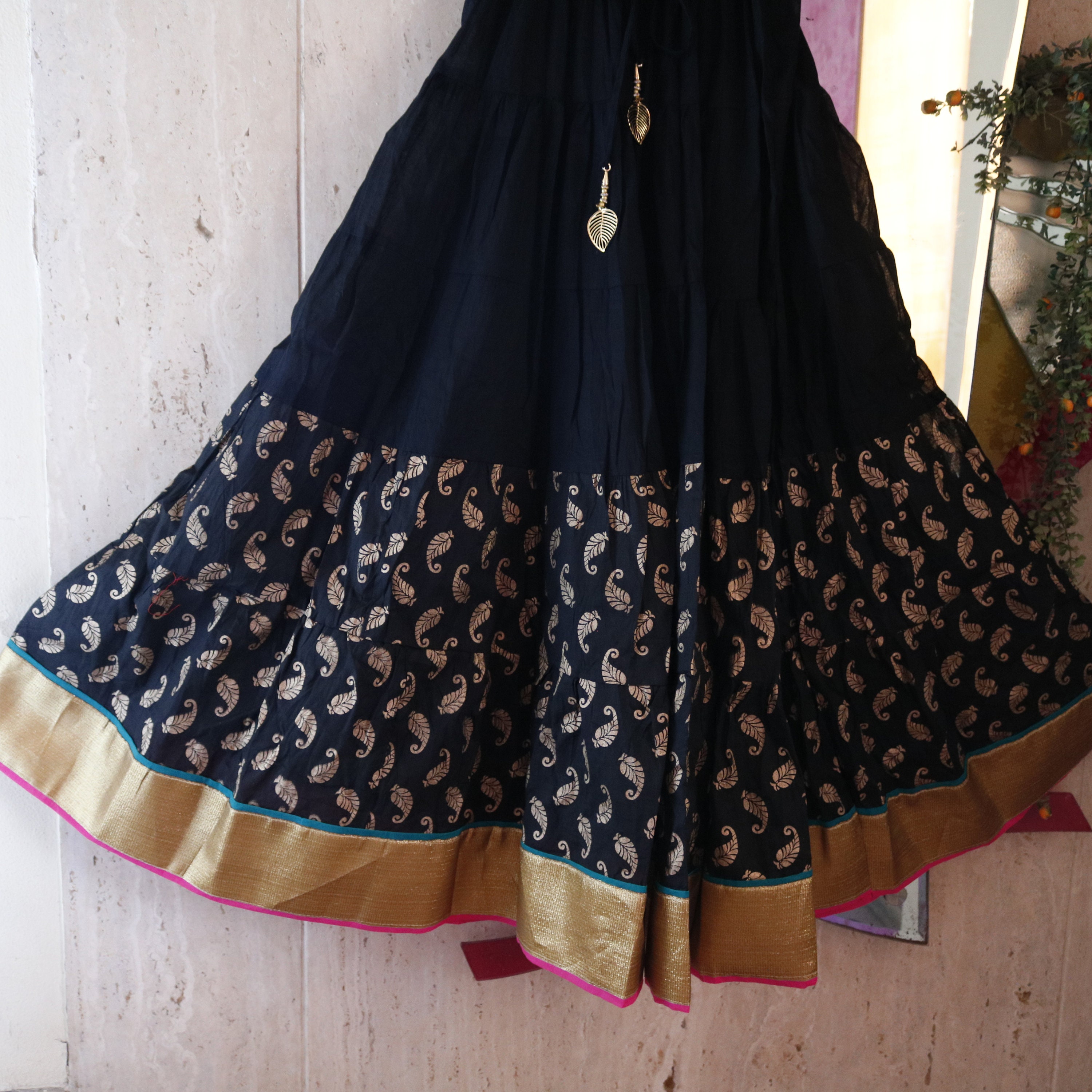 Black Circle Long skirt Indian skirt Maxi boho skirt for | Etsy