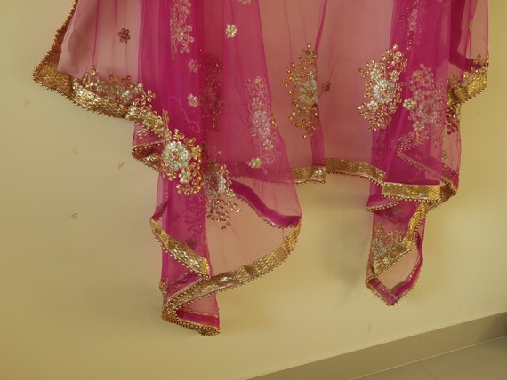 Bridal Indian Wedding Dupatta Long Net Embroidered Scarf Etsy