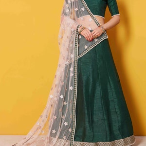 Bottle Green Lehenga choli dupatta, Indian lehenga for bridesmaid wedding party designer wear made to fit image 4
