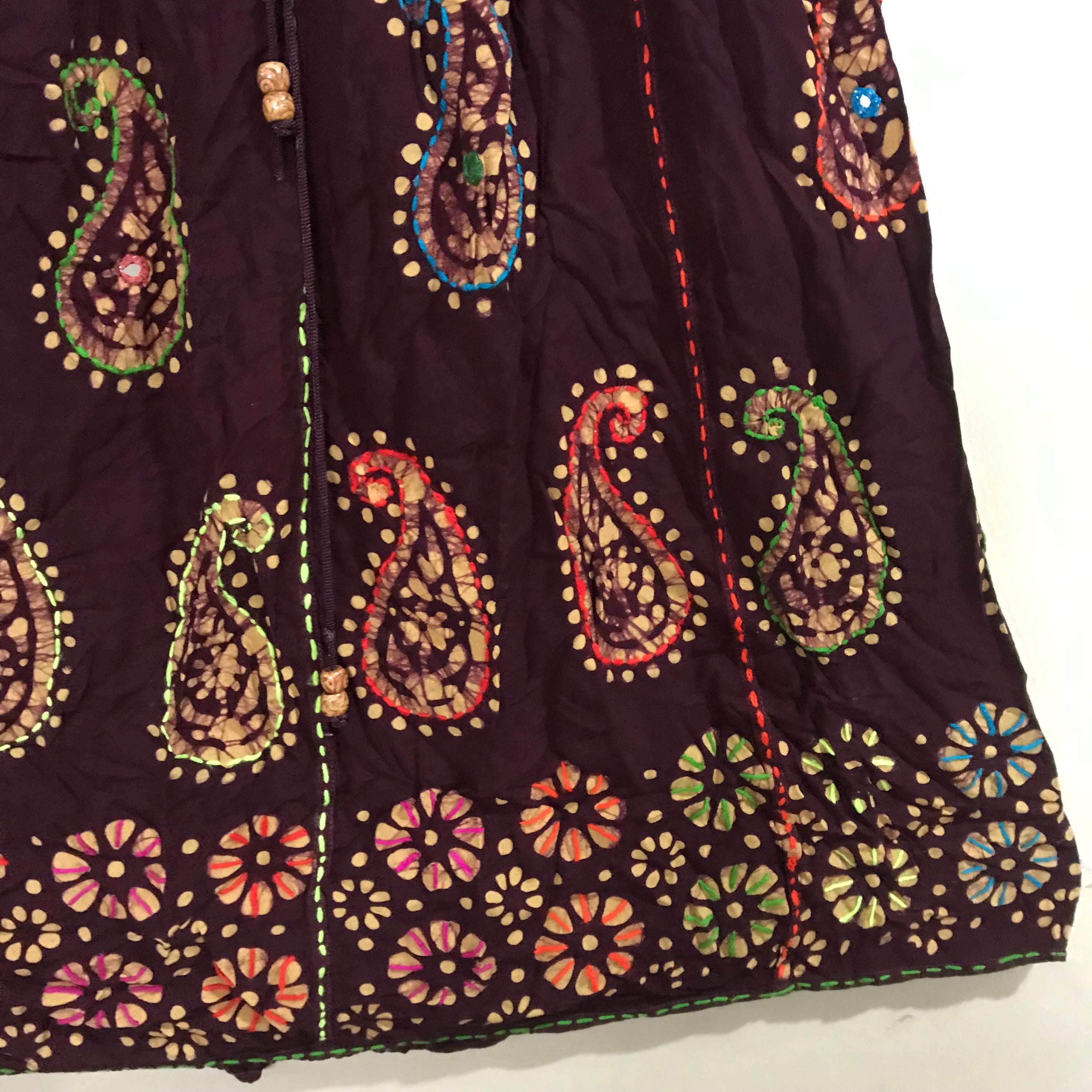Indian Skirt With Print and Thread Embroidery. - Etsy