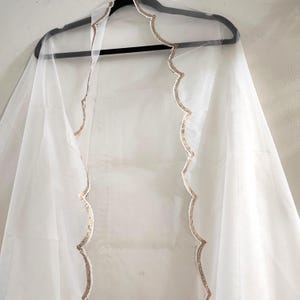 White Indian Dupatta party wear | Organza embroidered scarf | Punjabi dress dupattas with border embroidery for lehenga | Dupatta