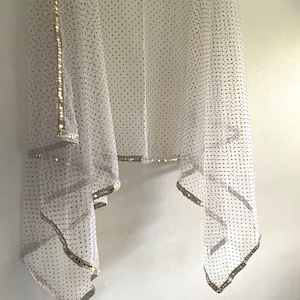 White Indian Net Dupatta party wear mirror border | Long net scarf | Punjabi dress dupatta with for lehenga