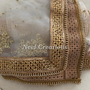 Bridal Indian Wedding Dupatta long net embroidered scarf Punjabi dress dupattas with sequin embroidery for festival chunni lehenga stole