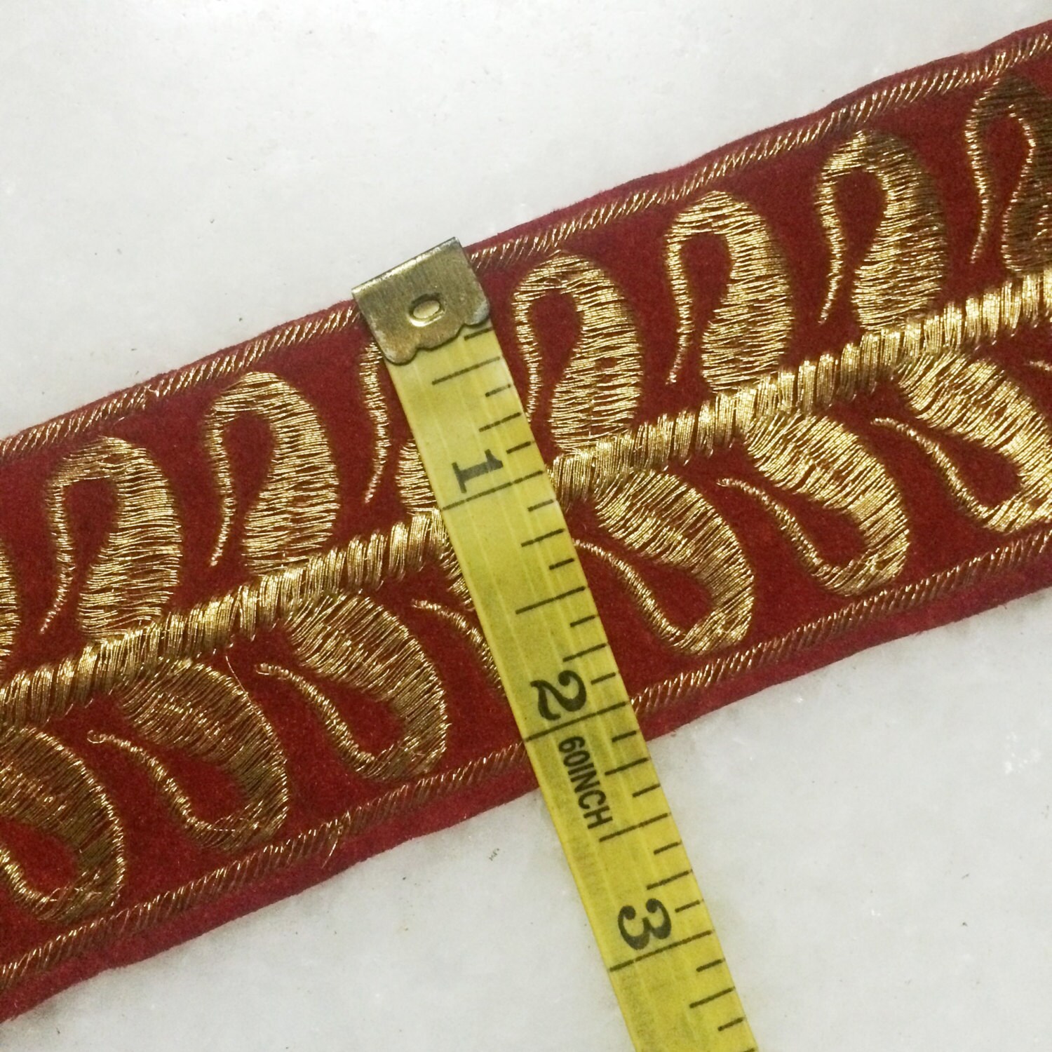Red Gold trim Border Bridal Dupatta Embroidered Trim Fabric Etsy