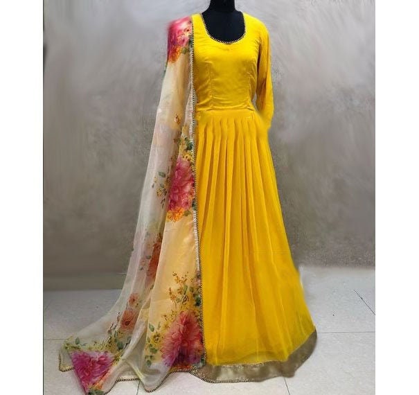 yellow long frock