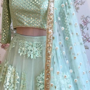 Lehenga choli dupatta for women. Designer Indian dress lehenga skirt blouse custom made. image 2