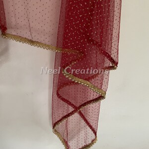Rich Maroon Net Dupatta with Sequin Border main image 0