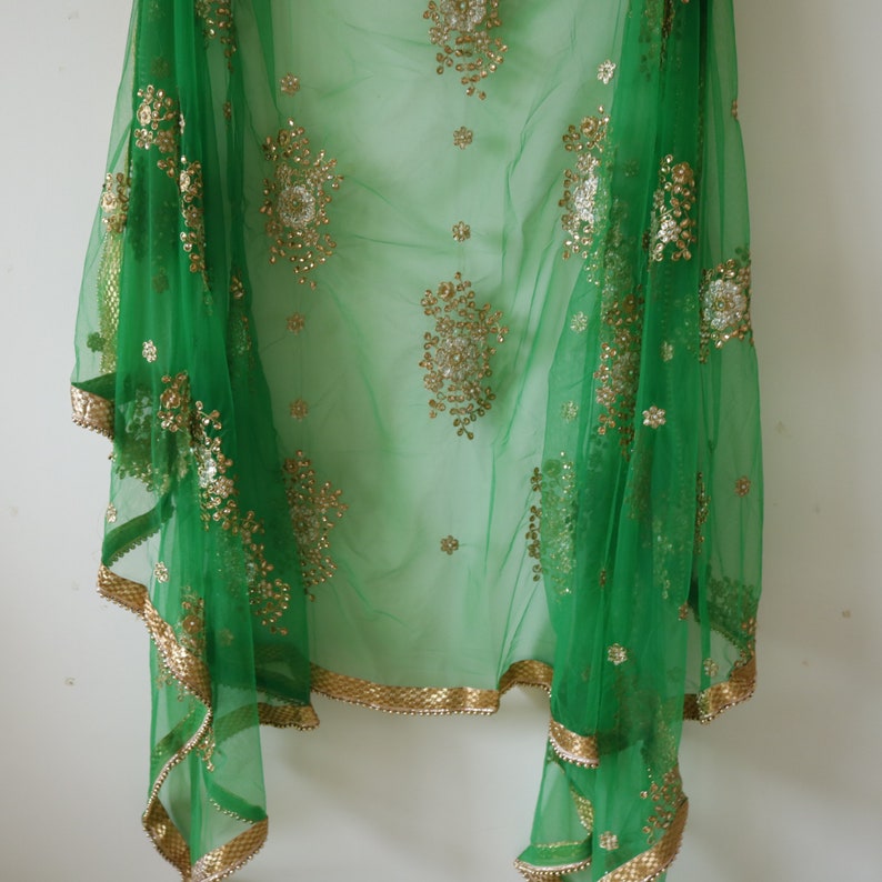 green gown with dupatta