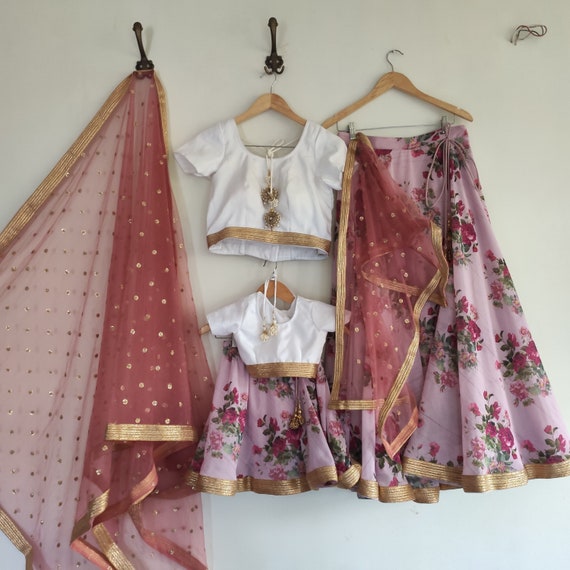 Mother Daughter Dress Indian Lehenga Blouse for Women Mother