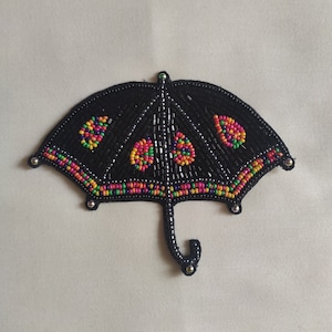 Rhinestone Embroidered Ethnic patches appliques. Indian umbrella patch decoration supplies sewing crafting projects. Facinators Hats Brooch