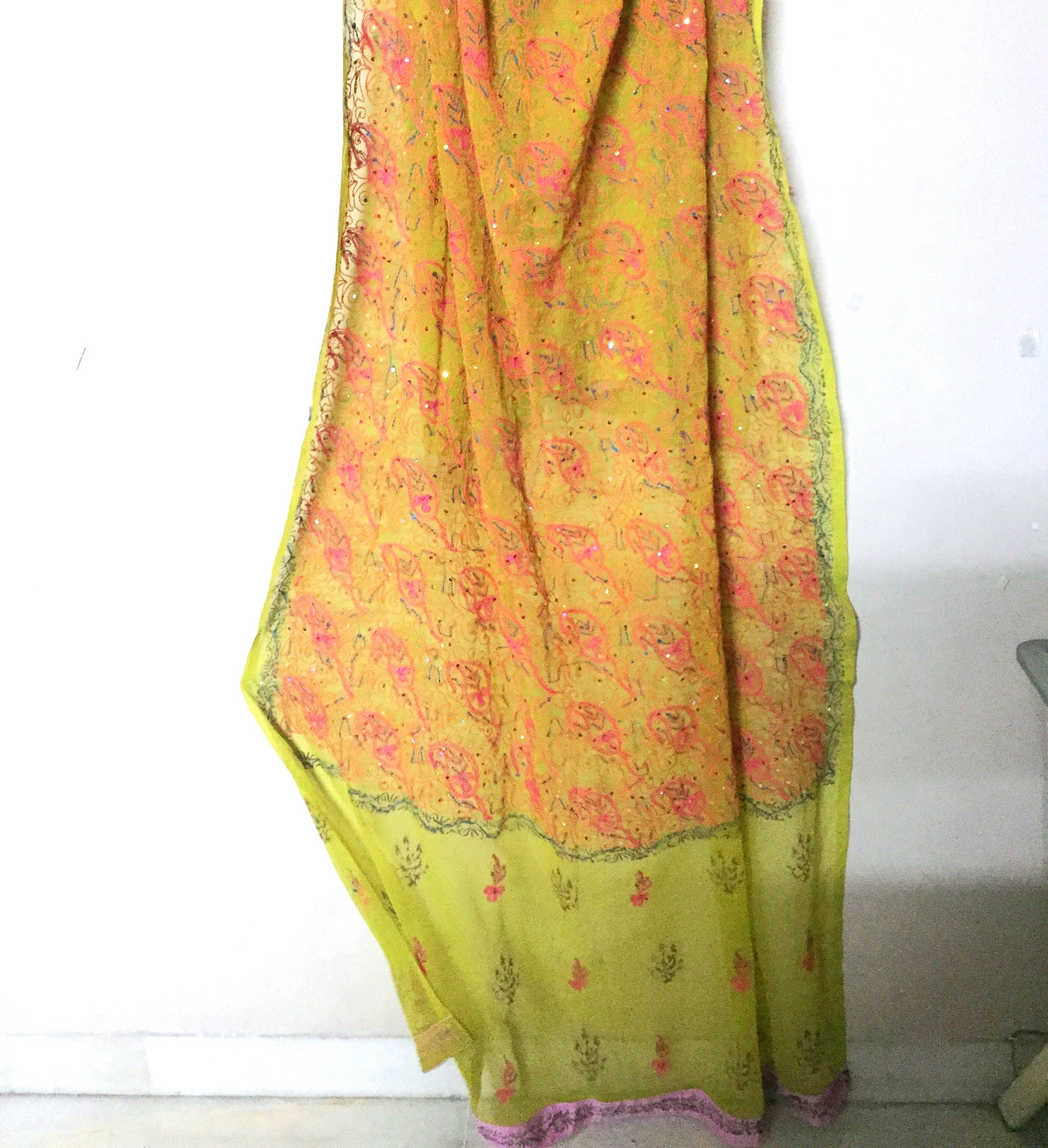 Phulkari Long dupatta for Indian dress punjabi suit scarf | Etsy