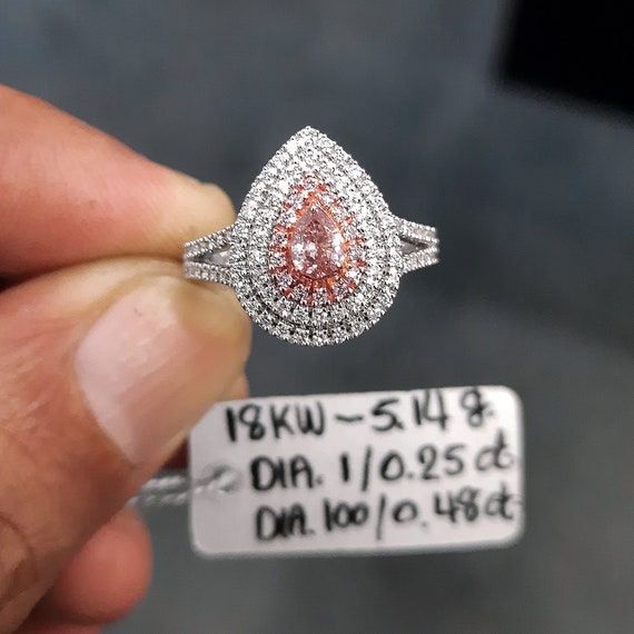 Certified 0.73ctwFancy Pink & White Natural Diamonds Ring 18K White Gold Ring|Pink Diamond Ring|Pink Diamond Jewelry|Fine Jewelry|Engagement