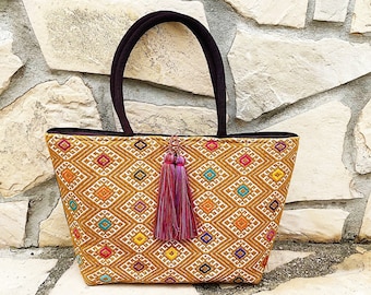 Cabas mexicain, sac de marché en textile, cabas mexicain bohème chic, sac à main cabas tissé à la main, sac fabriqué par les indigènes mayas | Boutique artisanale de Biulu