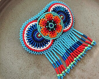 Beaded Boho Barrette, Native American Beaded Clip, Boho Hair  display picture 2